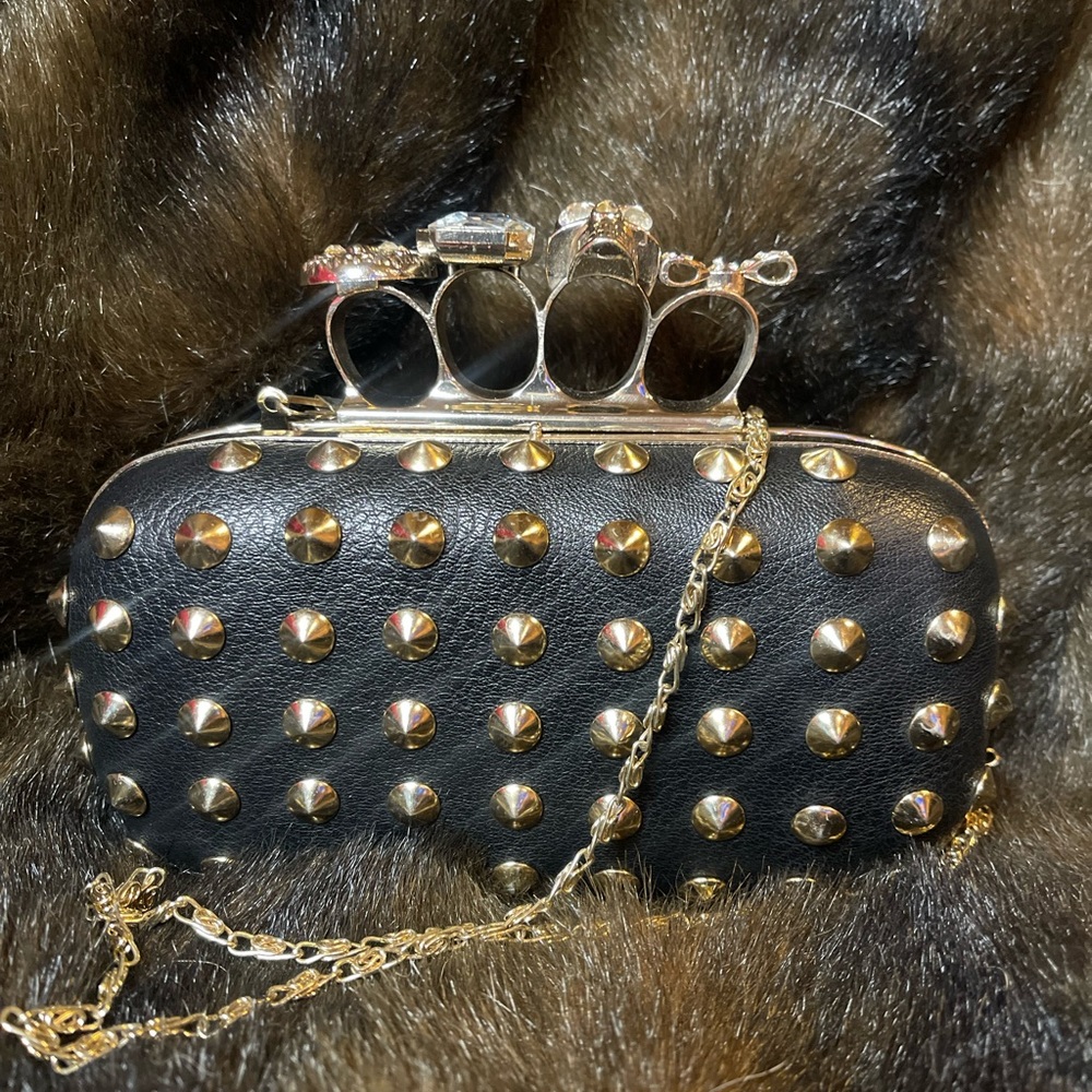 Natasha Couture knuckle studded clutch/shoulder bag. Used once.  Like new.